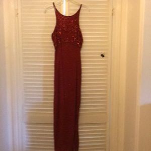 Long Red Sequin Dress by Papell Boutique